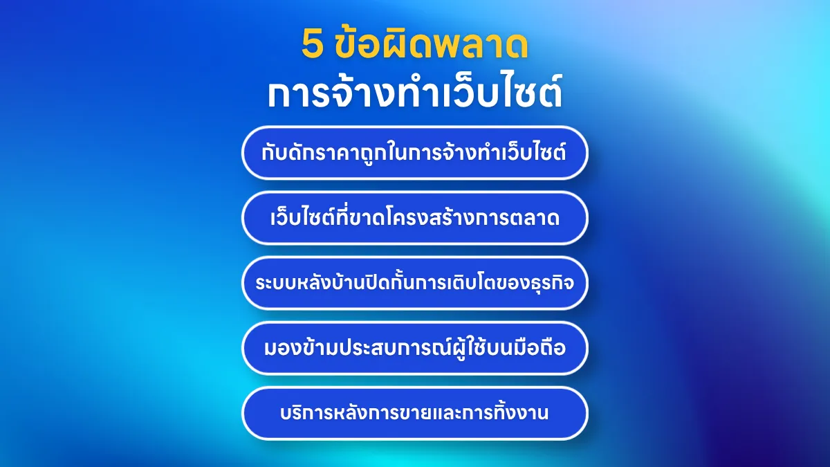 ทำเว็บไซต์บริษัทที่ไหนดี? 5 ข้อผิดพลาดที่ SME มักเจอเมื่อจ้างทำเว็บ