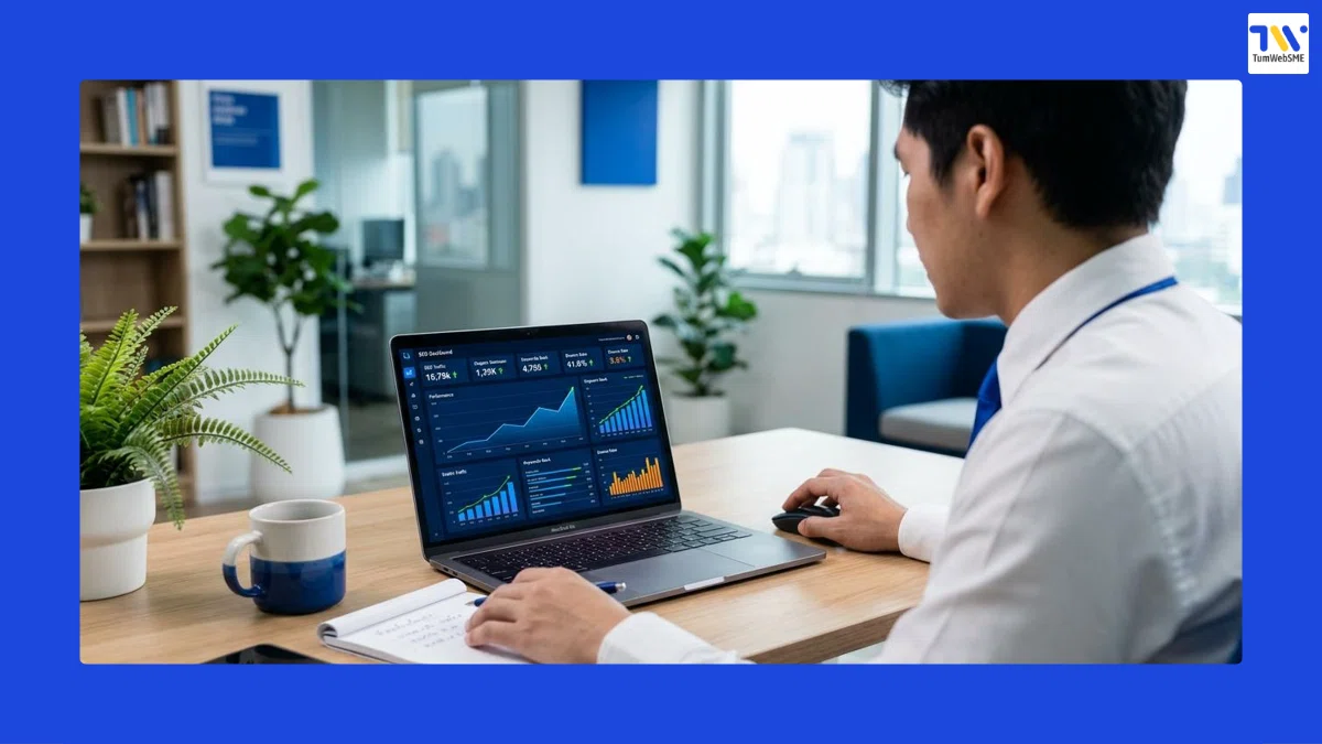 ธุรกิจ SME กำลังวิเคราะห์ข้อมูล SEO บนเว็บไซต์